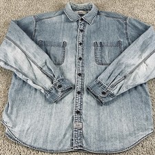 Vintage Mens Levi's Strauss Signature Denim Shirt XL Metal Buttons Y2K F231