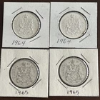 Lot Of 4 Canada Silver Half  Dollars 1964 & 1965