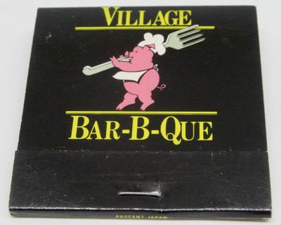Village Bar-B-Que Restaurant Studio City California Moor Park St FULL Matchbook