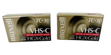 Lot of 2 Maxell TC-30 VHS-C HGX-Gold Video Camcorder Cassettes Sealed
