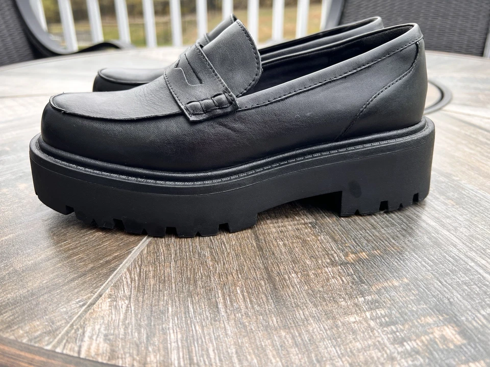 Aldo Cadaycia Platform Penny Loafers Women's Size 8 Black EUC Chunky Heel - Image 3 of 4