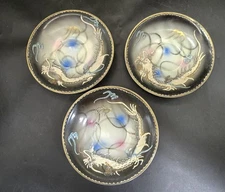3 Vtg Nippon Dragon Ware Moriage Style Tea Cup Saucer Small Plate 4.75" & 2 x 5"