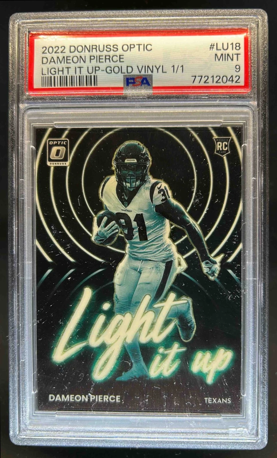 Dameon Pierce Panini Donruss Optic Light It Up #LU18 Gold Vinyl 1/1