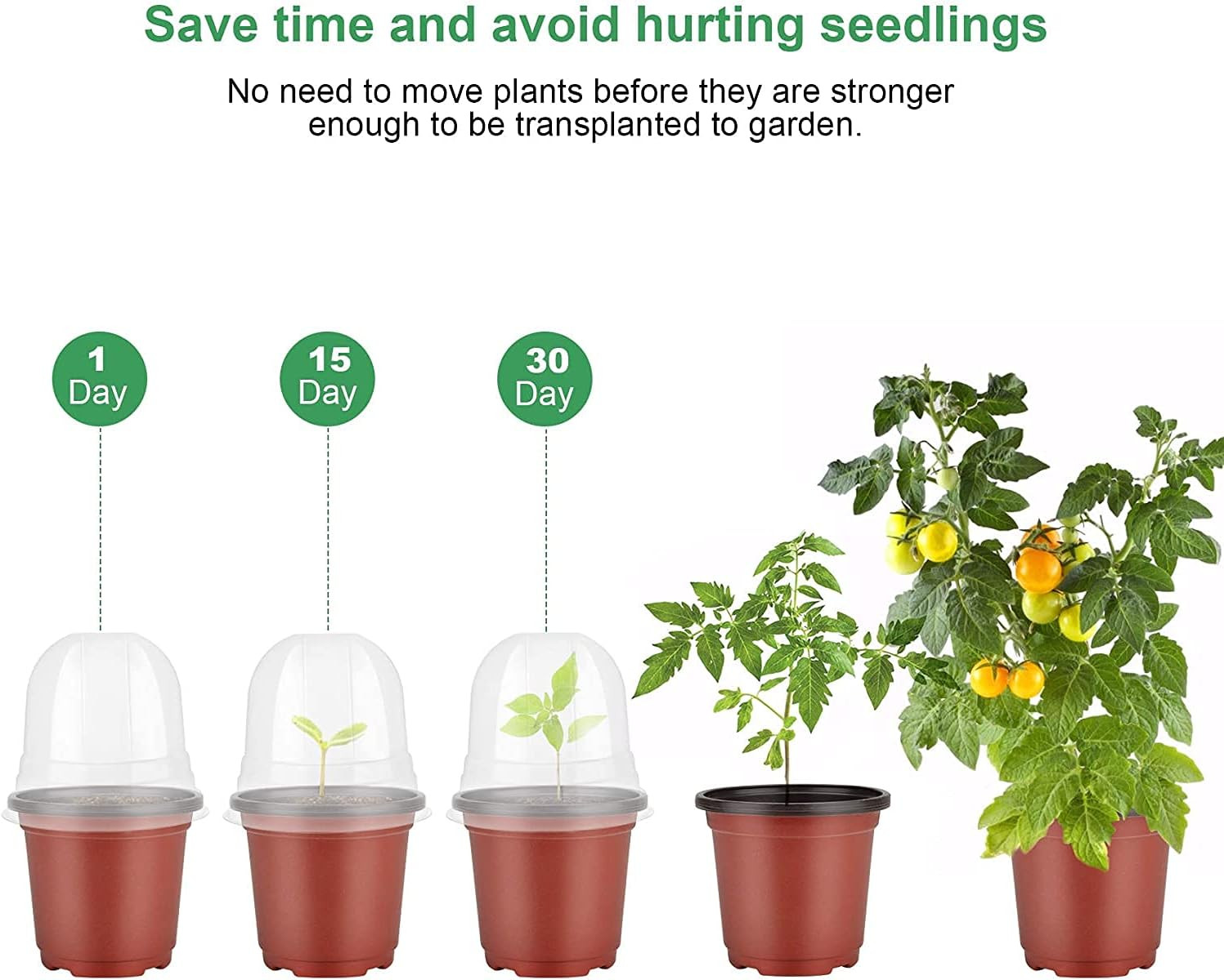 MIXC Plant Nursery Pots with Humidity Dome 4" Soft Transparent Plastic Gardening