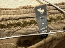 ABERCROMBIE&FITCH DANIELLE LOWRISE LOGO  BUTTON SOFT COTTON CARGO PANTS NWT