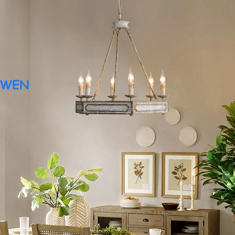 Retro wooden country art chandelier dining room  Household lighting fixtures - Image 2 of 4