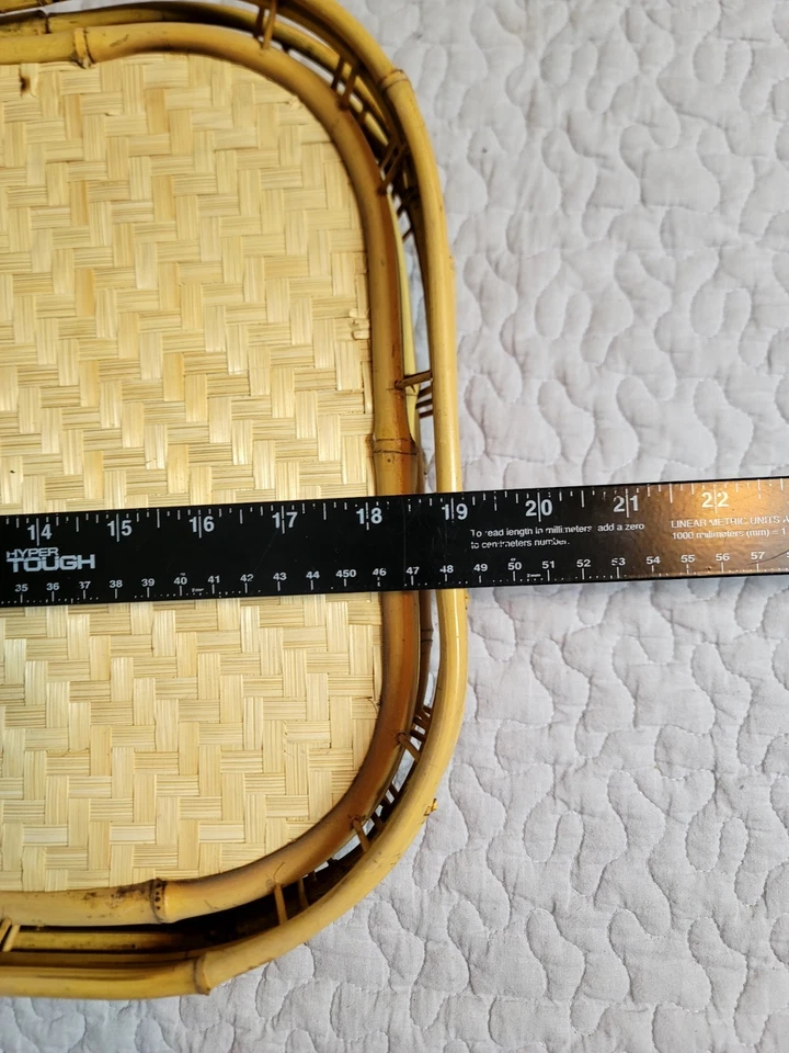 Vintage Rattan Bamboo Trays Lot of 6 Wicker Tiki Lap TV Serving Picnic 19x13 - Image 3 of 4