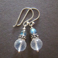 U C Sundance Lavender Hue Icy Quartz, Labradorite  925 Sterling Silver Earrings