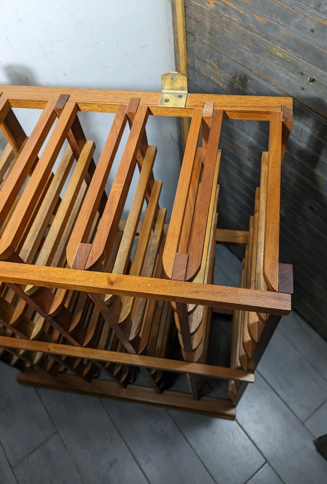Vintage Solid Teak Wood Wine Bottle Rack - Holds 54 - Mid Century Modern - Image 4 of 4