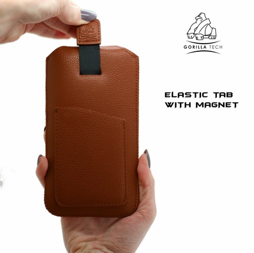 Genuine Leather Pouch Pull Up Case Gorilla Hand Made Card Slot for Mobile Phone - Picture 7 of 22