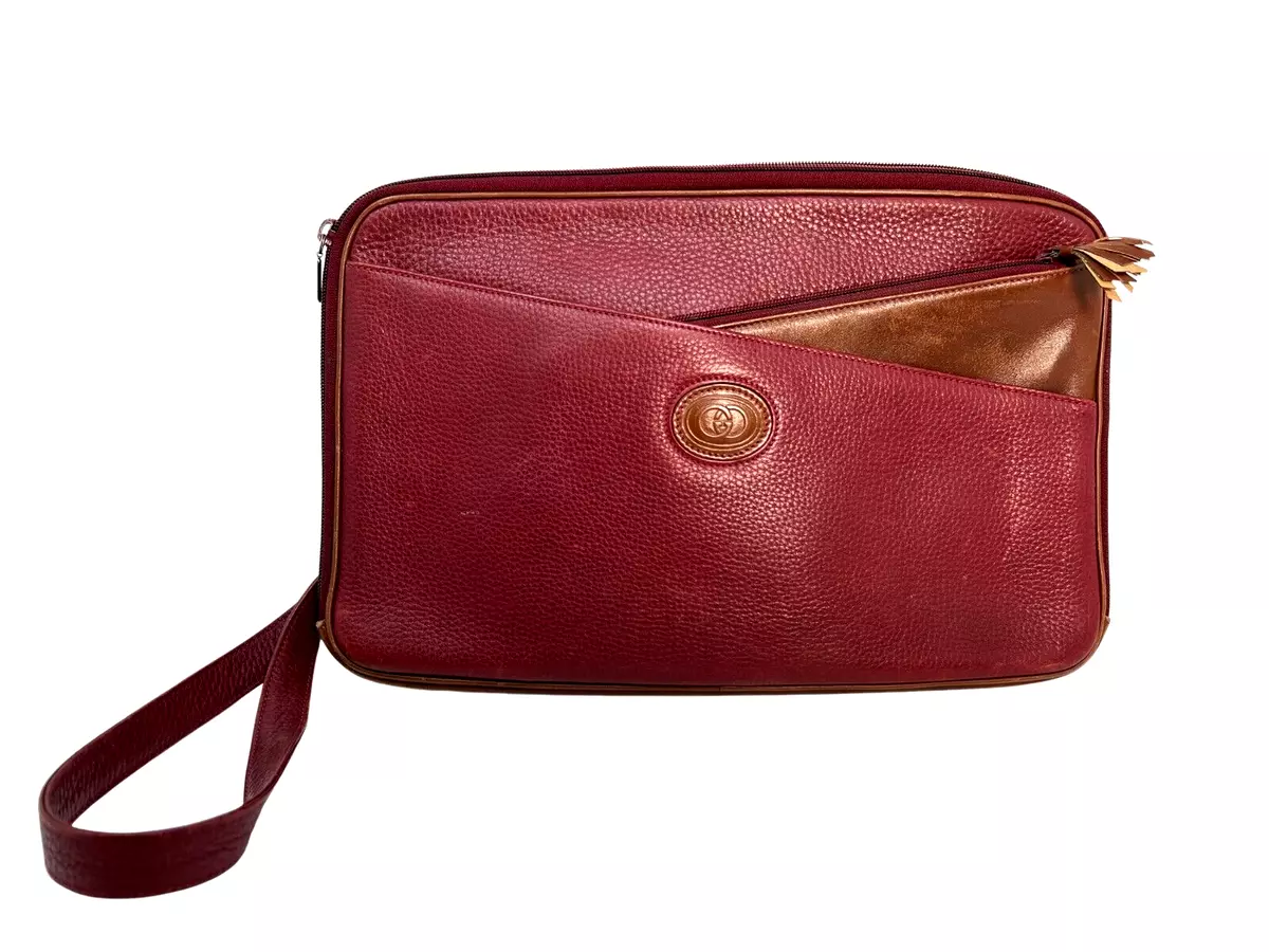 Gucci Messenger Burgundy Leather Shoulder Bag Vintage 1980s