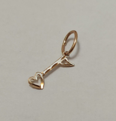  Neu 14k Gelbgold Schlüssel zum Herzen Charm Anhänger 