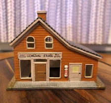 VTG 1984 Christmas Village Byron Molds General Store w/Barber Pole Hand Painted