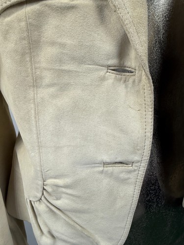 Rinos Pelle Suede Jacket Coat Size 10 Womens EU38 Vintage Cream Leather Italy * - Picture 13 of 14