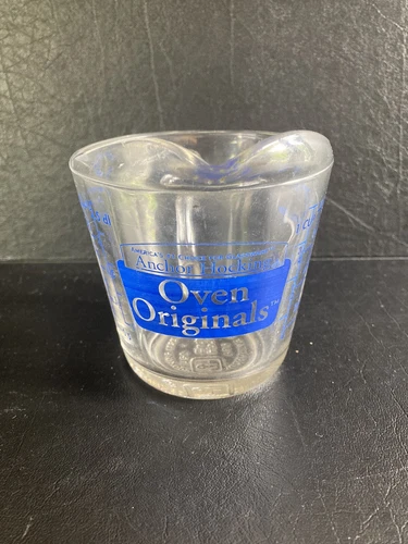 Anchor Hocking Blue Oven Originals 1 Cup Glass Measuring Cup  Vtg