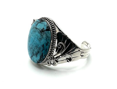 Navajo 925 Sterlingsilber Chaco Canyon blau Türkis Armreif Armband 7''