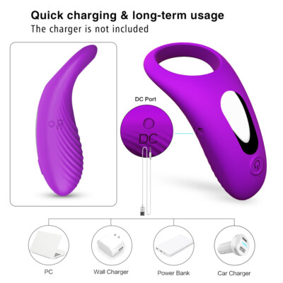 Vibrating Penis Cock Ring Clit Stimulator Couple Sex Toys for Men  Rechargeable | eBay