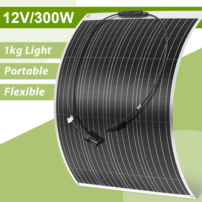 300W 12V Flexible Solar Panel Mono Caravan Camping Portable Battery ...