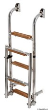 Stainless Steel Foldable Boarding Ladder 5 Wooden Steps Boat Folding Long Wood