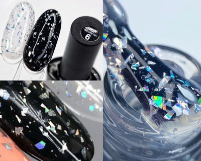 Saga Geometry Top Coat Holo Confetti Silver Flakes Top Coat Nail Art 8 ml