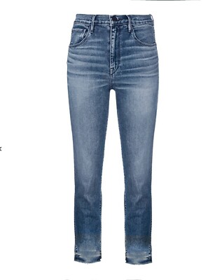 NEU 3x1 Womens Denim Blau Gerades Bein Ausgefranste  Saum Cropped Jeans 23 $245