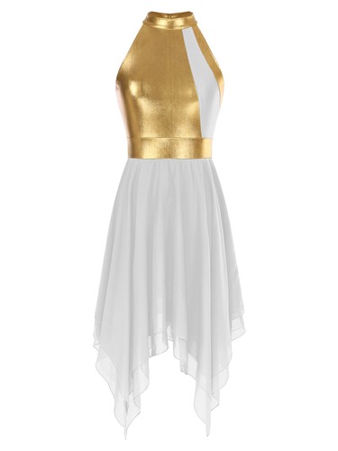 Women's Asymmetrical Color Block Tank Dress Lyrical Contemporary Dance Costume - Picture 33 of 114