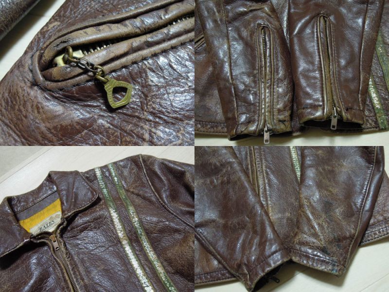 Vintage 1960's Bates Leather Riders Jacket Size 40 Brown