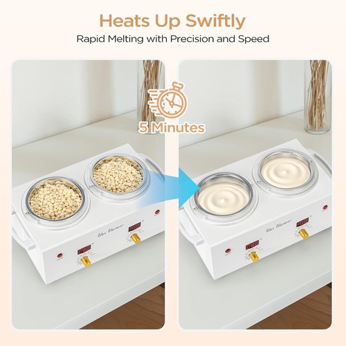 Salon Double Wax Warmer 1L Kit Temp Hold 300g Wax Beads for Professional Results - Picture 4 of 16