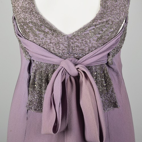 XXS 1930s Lucile Paray Lavender Beaded Evening Dress Keyhole Back Bias Cut VTG - Picture 6 of 10