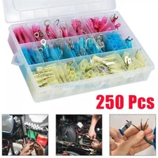 250x Heat Shrink Wire Connectors Electrical Ring Fork Spade Crimp Terminals Kit
