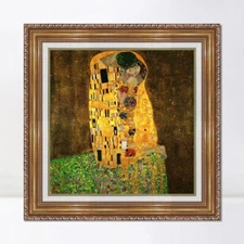 Framed Canvas Giclee Print The Kiss by Gustav Klimt Wall Art Home Decorations