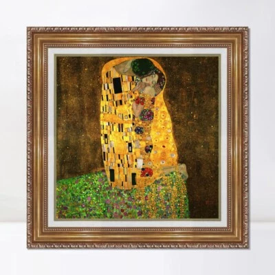 ANYA'S ARTFULHOME Framed Canvas Giclee Print The Kiss by Gustav Klimt Wall Art Home Decorations
