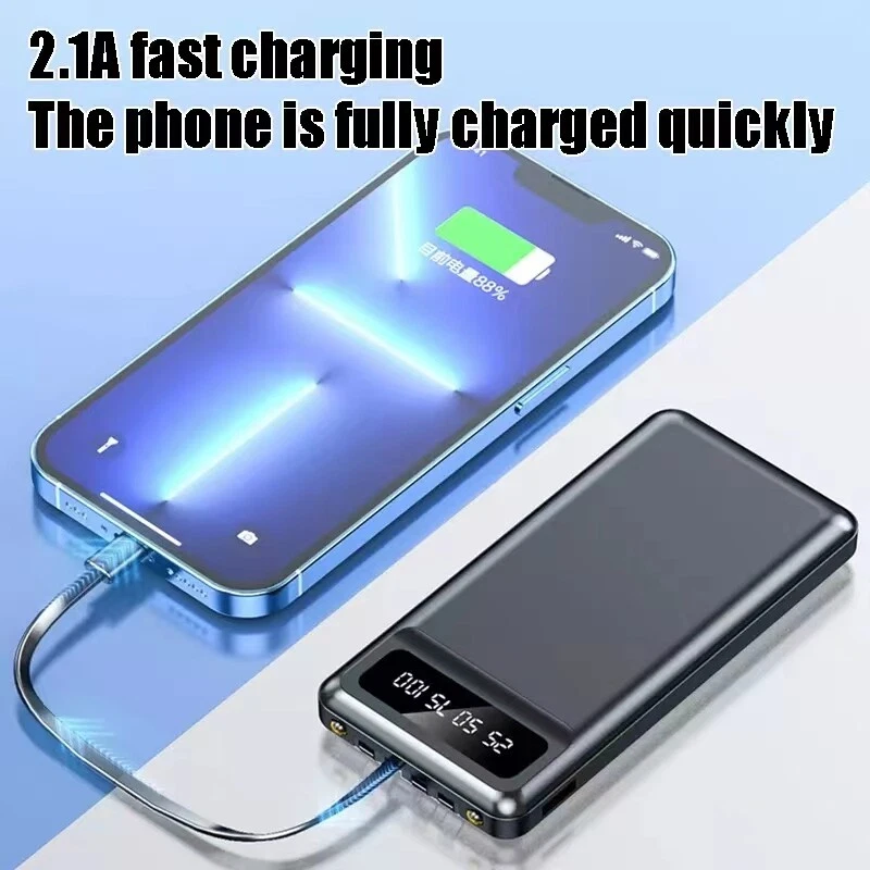1/20000mAh Power Bank Backup External Battery Fast Charger Backup with 4Cables - Image 4 of 4