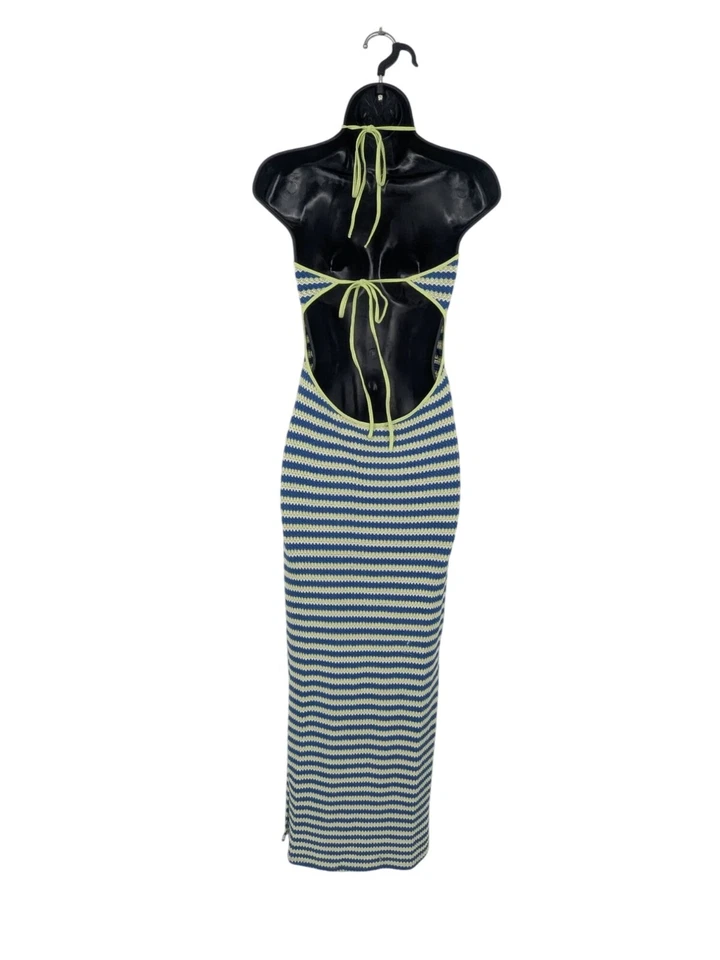 Maxi Vestido Halter Doble Cero Crochet Mujer Talla S Espalda Abierta Tejido Festival Boho Foto 2 de 4