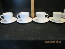 Vintage Corning " CENTURA " White, Tea / Coffee Cup  Saucer Set of 4