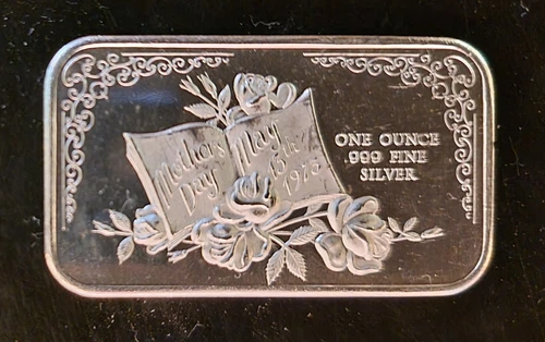 1973 Mother's Day Madison Mint Rare Vtg Bullion-999 Silver 1 Oz Ounce Art Bar a