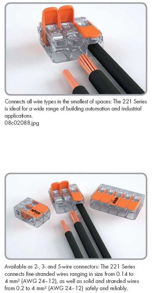 50 pcs WAGO 221-413 COMPACT Splicing Connectors 3 pole Lever Nuts FREE SHIPPING! - Image 4 of 4