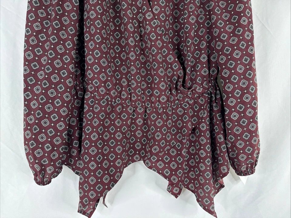 Blusa feminina Michael Kors envoltório falso peplum plus size 0X geométrica manga longa - Imagem 4 de 4