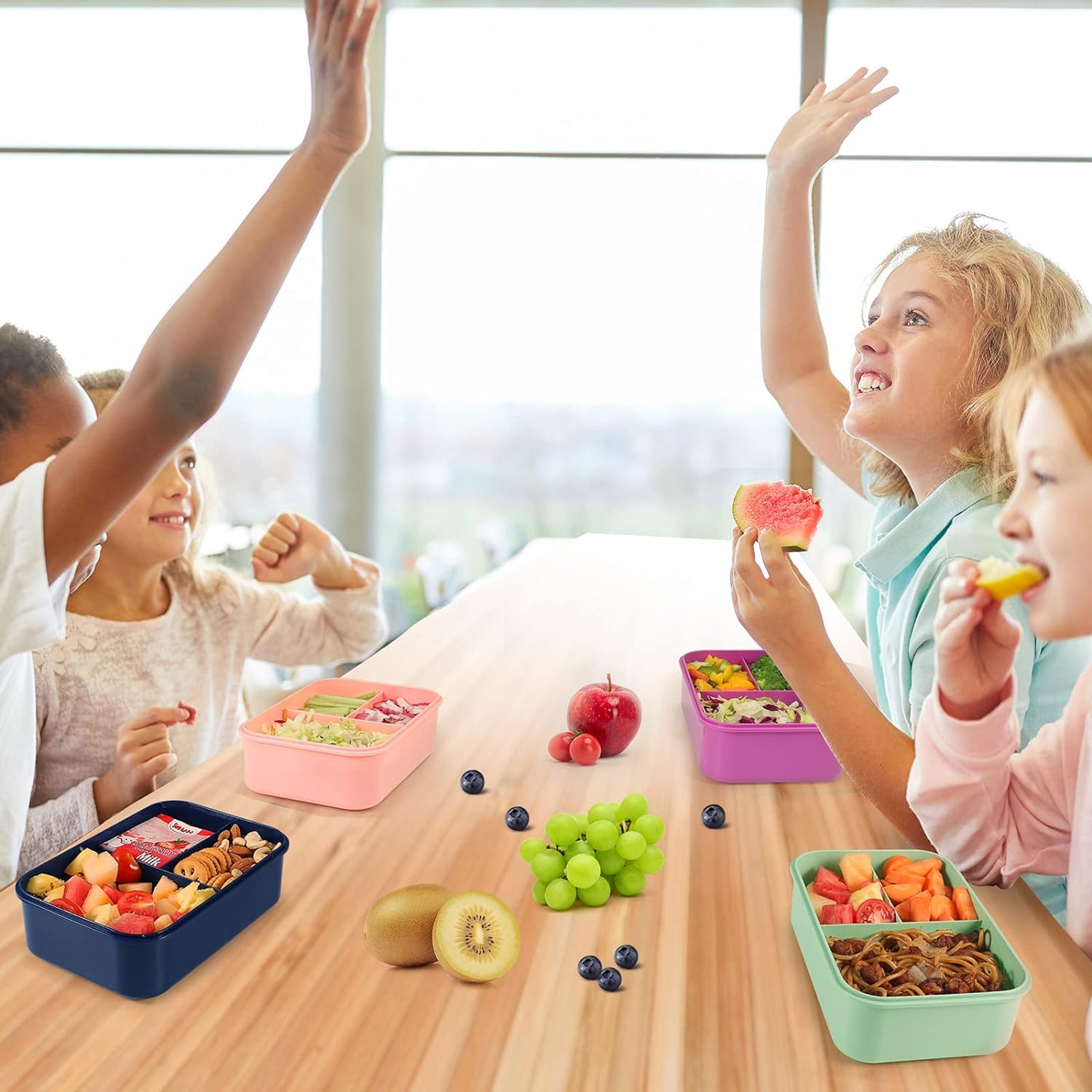 Caperci Classic Bento Box Adult Lunch Box for Older Kids - Leakpoof 47 Oz 3-Comp