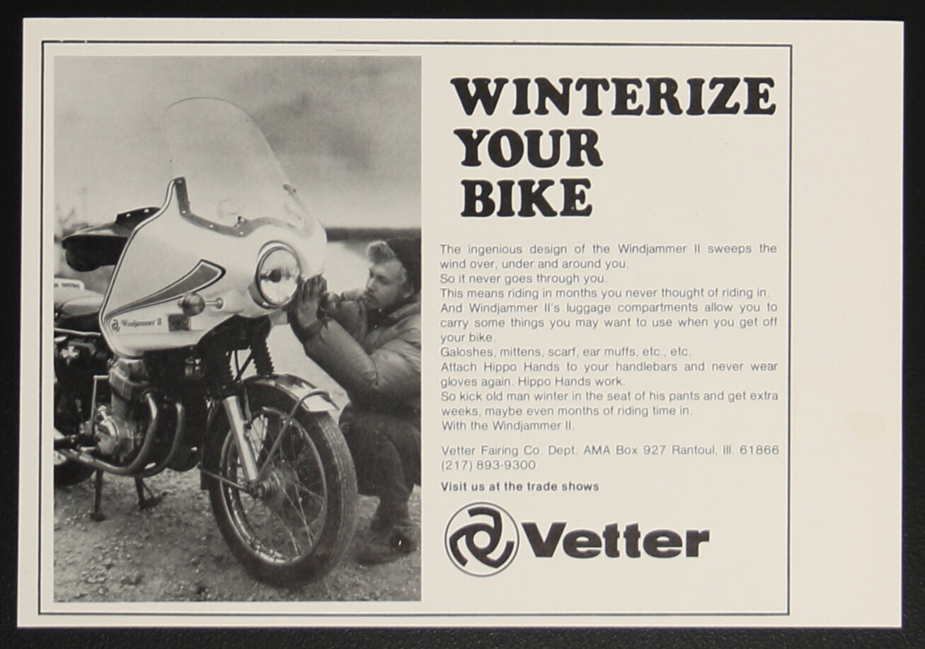 Vetter Windjammer II Fairing Winterize Bike Motorcycle Vintage Print Ad 1974