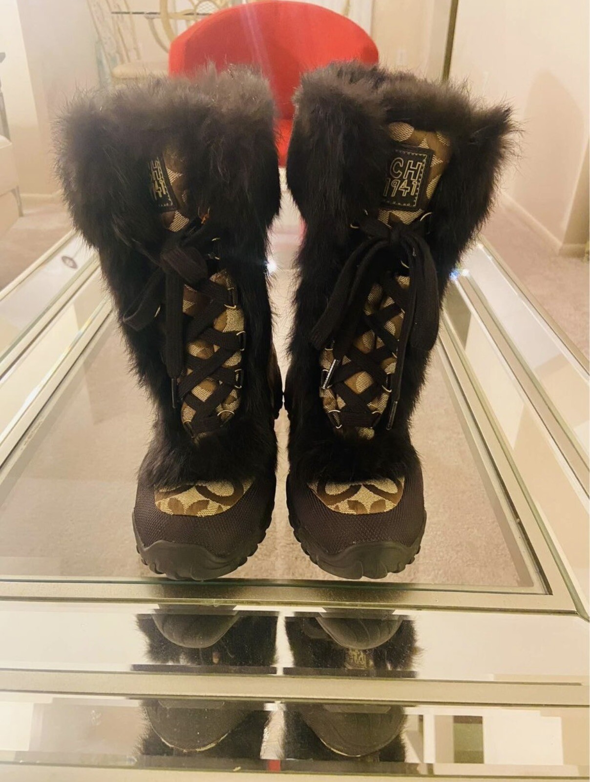 COACH JENNIE Q522 Signature Women’s Khaki Lace-Up Rab… - Gem