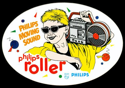 Werbe Aufkleber - Philips Roller Ghettoblaster - 16x11cm - Vintage 80er