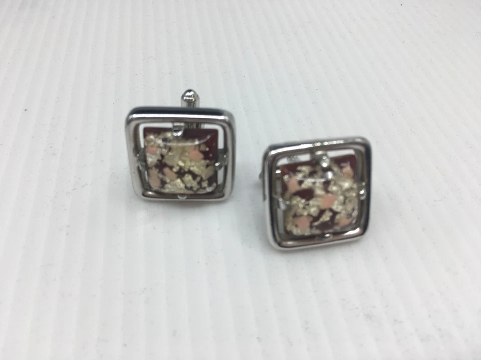 Мужские винтажные запонки запонки запонки #22 Hickok коричневый розовый серебристый тон - Изображение 3 из 4