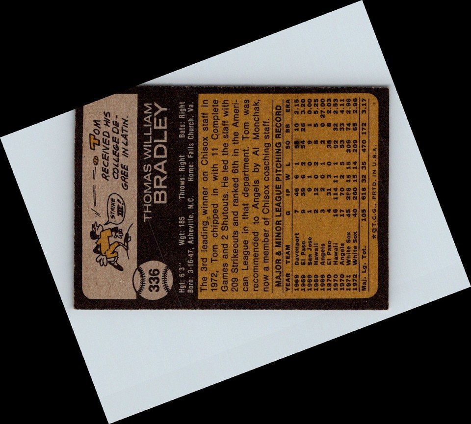 1973 Topps Tom Bradley 336 San Francisco Giants Baseball Card eBay