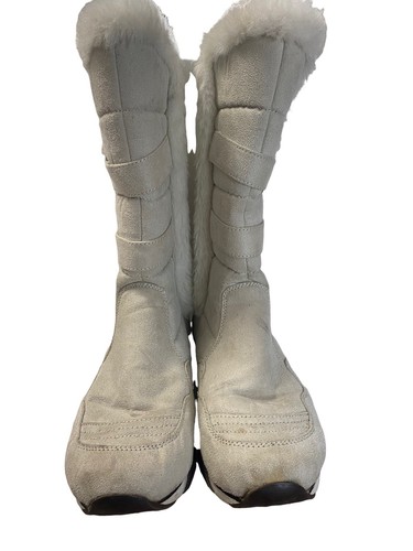 White Suede Leather Slip on Boots | eBay