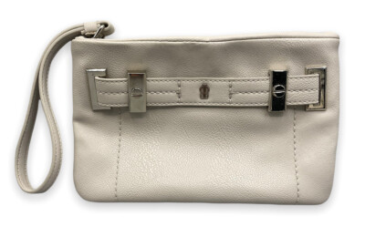 JLO by Jennifer Lopez Wristlet Clutch Handbag #73277 Ivory Silver Hardware 9x6
