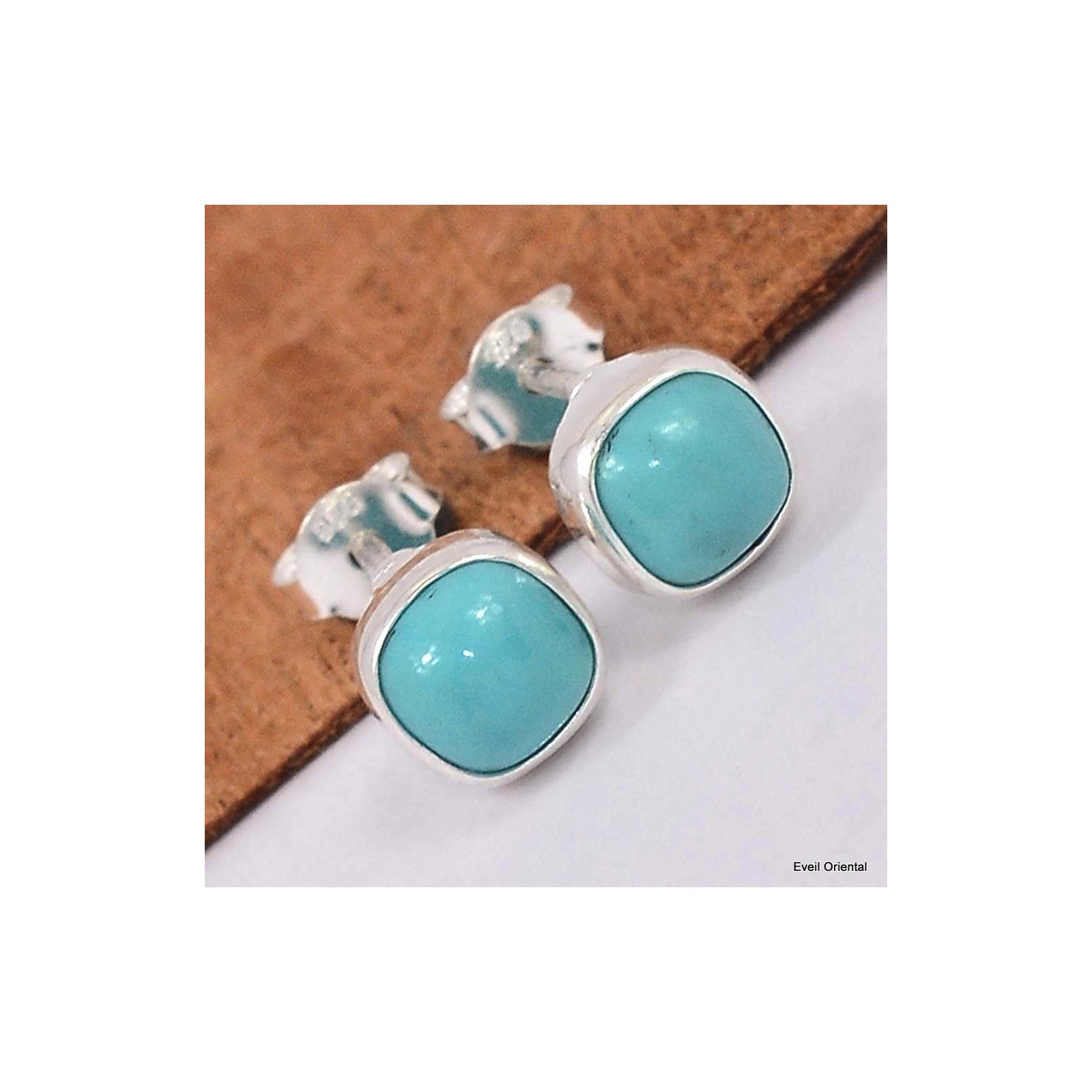 Boucles d'oreilles Turquoise Kingman anti-allergie oreilles sensibles