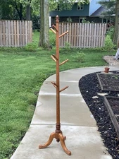 Tell City Chair Company Solid Hard Rock Maple Andover Hall Tree Coat Rack Hanger