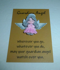 Gray-Haired Guardian Angel Pocket Hug Card - Brand New