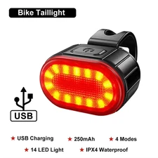 Bike Front Rear Light Usb Charge Light Set Waterproof Taillight Mtb Road Bicycle